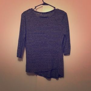 Navy and White Linen Top